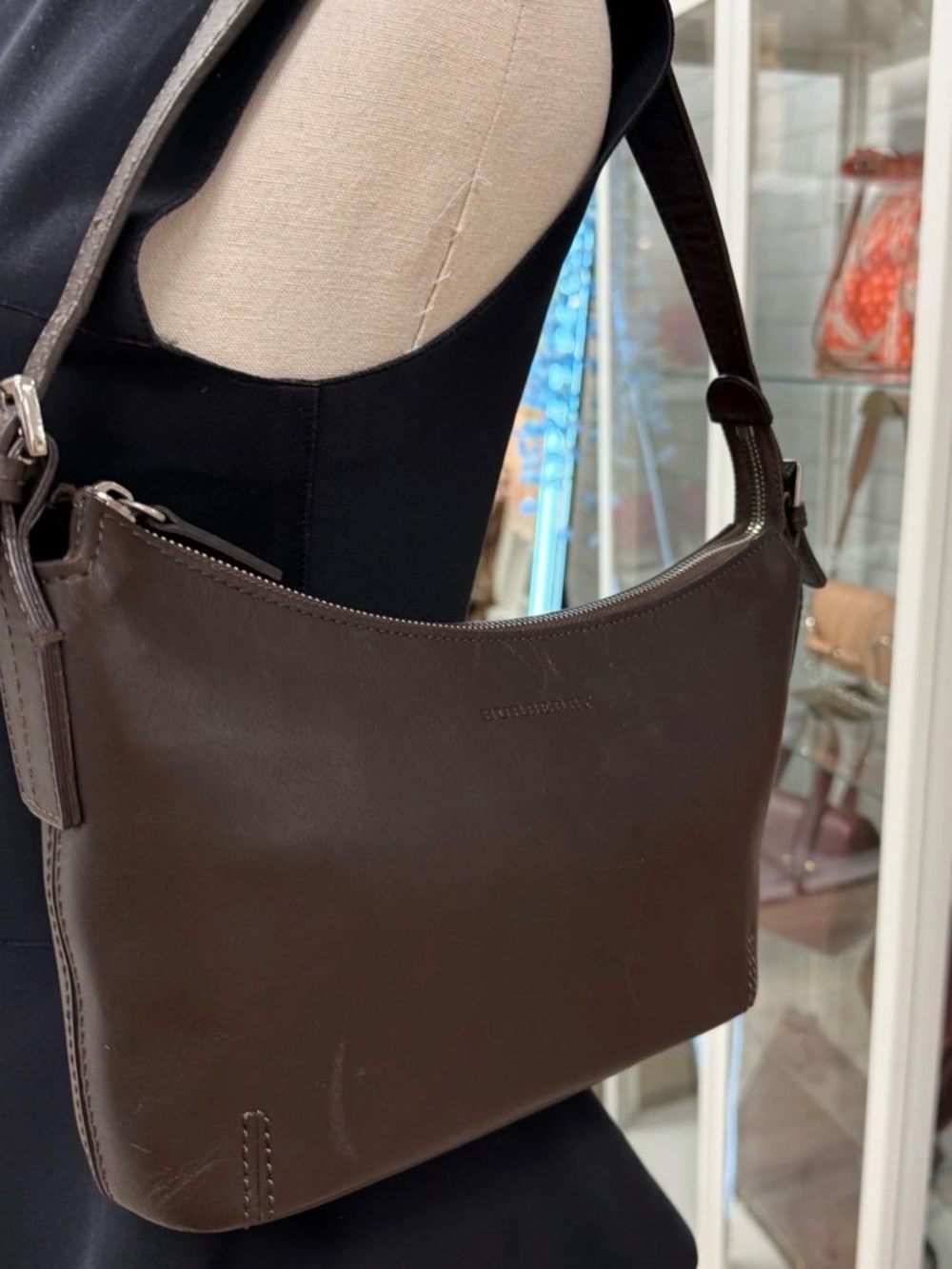 Burberry Dark Brown Leather Shoulder Bag - Picture 2 of 5